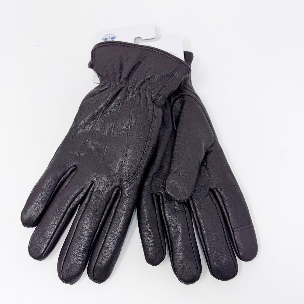Dockers Mens BROWN Leather Gloves Sherpa Lined   Size Large  NEW